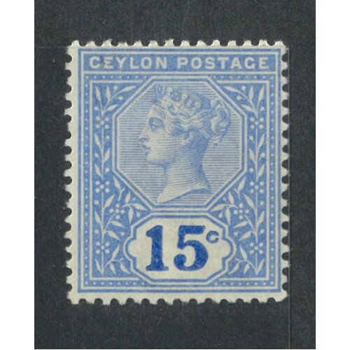 Ceylon: 1899 QV 15c Blue Single Stamp SG 261 MLH #BR433