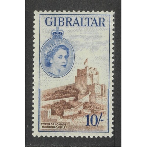 Gibraltar: 1953 QE/Castle 10/- Single Stamp SG 157 MLH #BR435