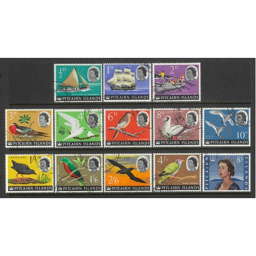 Pitcairn Islands: 1964-1965 Pictorial Set/13 Stamps TO 8/- SG 36/48 FU #BR438