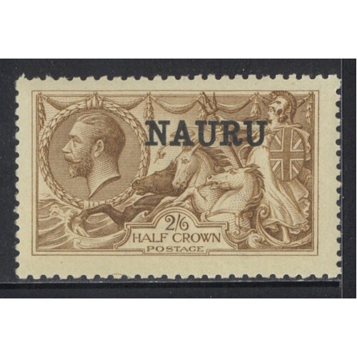 Nauru: 1916 Seahorses DE LA RUE PTG 2/6 Yellow-Brown Single Stamp SG 20 MUH #BR439