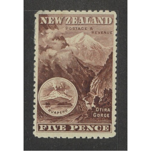 New Zealand: 1898 OTIRA GORGE 5d Purple-Brown Single Stamp SG 253a MLH #BR440