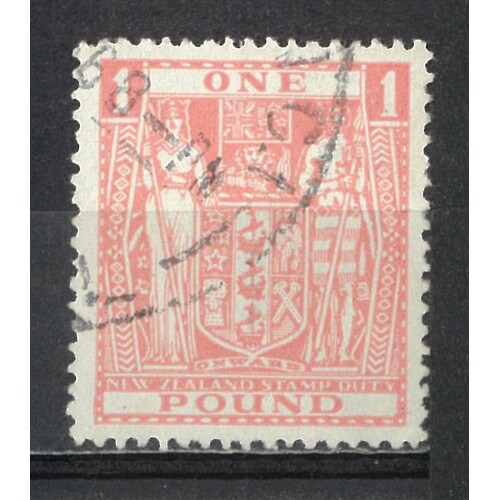 New Zealand: Arms Fiscals 1950 MULT WMK £1 Single Stamp SG F203w FU #BR440