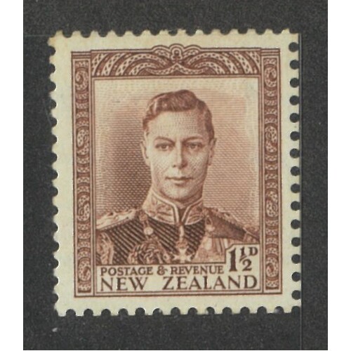 New Zealand: 1938 KGVI 1½d Purple-Brown "WMK Inverted" Single Stamp SG 607w MLH #BR440