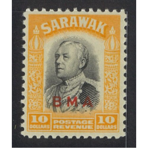 Sarawak: 1945 BMA OPT ON $10 Single Stamp SG 145 MLH #BR444