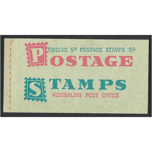 Australia: Booklet 1965 5/- (QE 5d Red x 12) Edition V5 BW B69Ag (SG SB38) #CD5