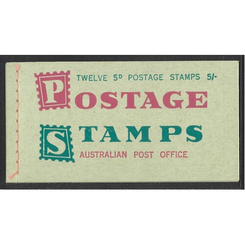 Australia: Booklet 1962 5/- (QE 5d Blue x 12) New Cover, Edition 4/1963 VIC BW B66Sf #CD5