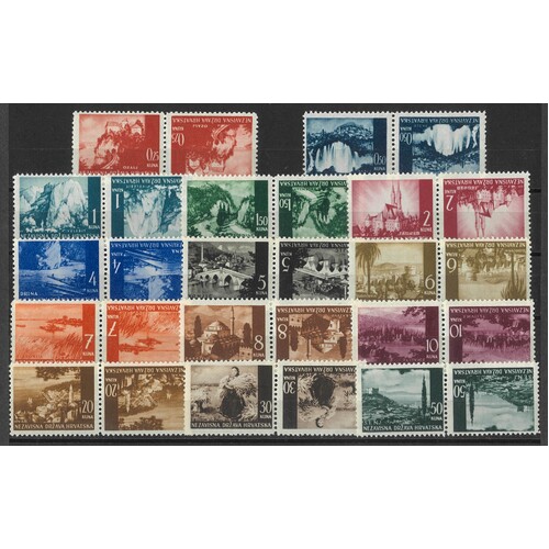 Croatia: 1941 Pictorials Set/14 In TETE-BECHE Pairs Scott 30a/47a (Michel 47k/64k) MUH #CD30