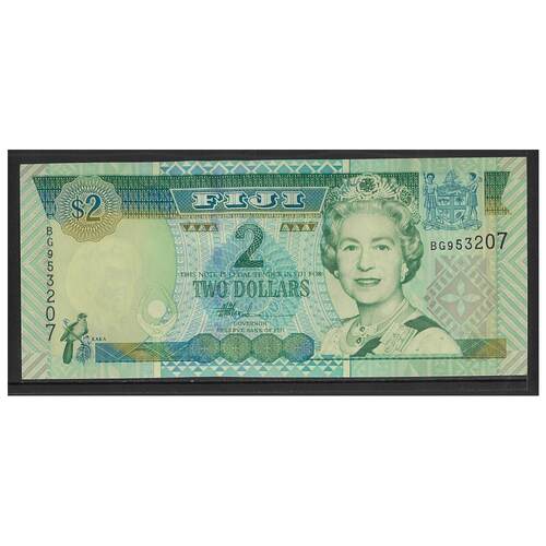 Fiji 2002 $2 Two Dollars Banknote With Queen Elizabeth II Portrait UNC