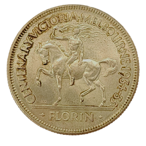 Australia 1934/35 Melbourne Centennial Florin EF Condition