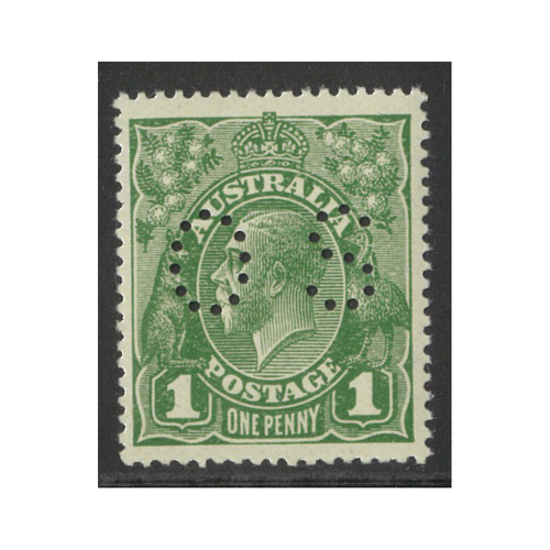 Australia KGV Stamps No WMK 1d Green Perf OS SG O86 (BW 79Ba) MUH