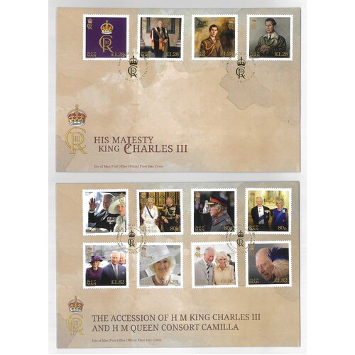 Isle of Man 2023 The Accession of HM King Charles III Set/2 First Day Covers