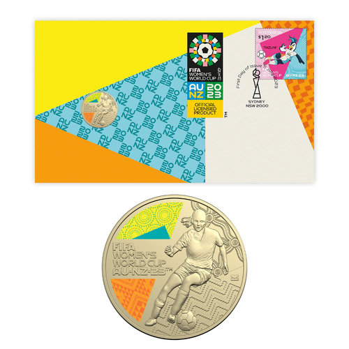 Australia 2023 FIFA Women's World Cup Stamp & $1 Coloured Coin Cover - PNC