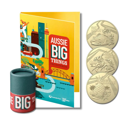 Australia 2023 Aussie Big Things $1 Al-Br 10-Coin Uncirculated  Folder & Coin Tube Set