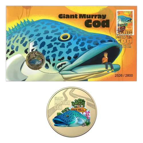 Australia Post Impressions 2023 Giant Murray Cod Coloured $1 UNC Coin PNC