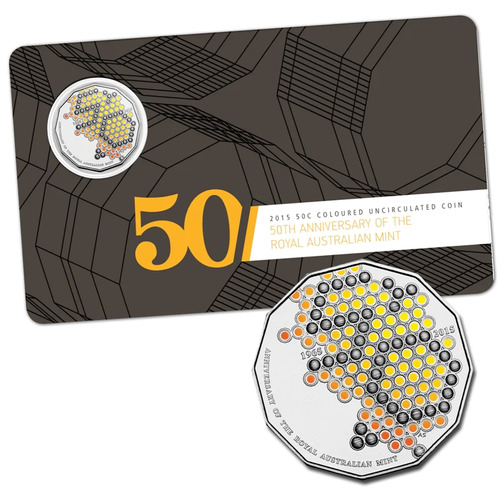 Australia 2015 50c 50th Anniversary Of The Royal Australian Mint Coloured UNC