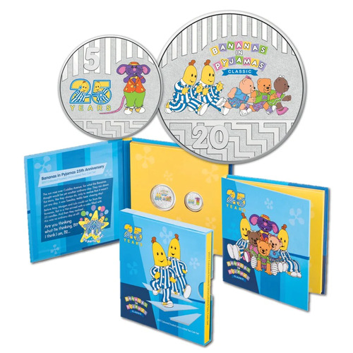 Australia 2017 Bananas In Pyjamas 25th Anniversary Coloured Frosted 2 Coin Set