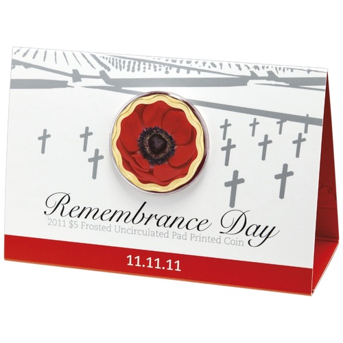 Australia 2011 Remembrance Day Red Poppy $5 Five Dollar Frosted Unc 