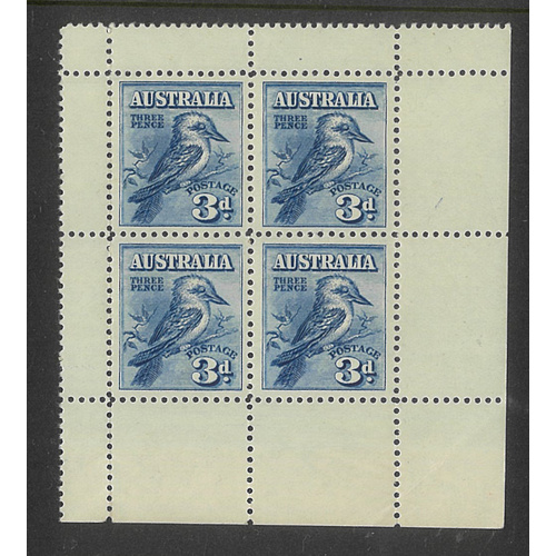 Australia 1928 Kookaburra 3d Blue Mini Sheet of 4 Stamps SG106a MUH (B) #AUBK