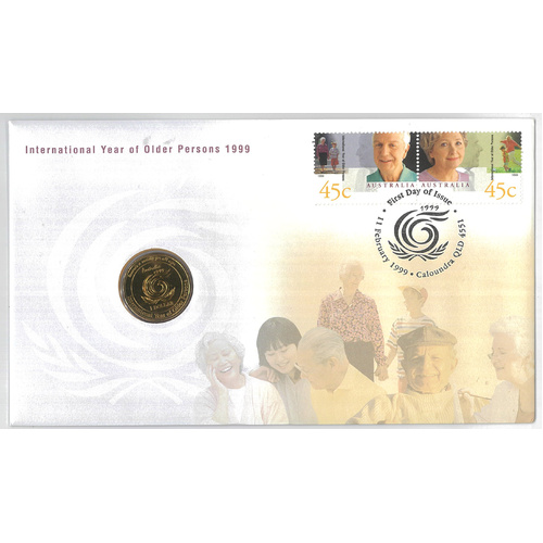 Australia 1999 International Year of Older Persons Stamps & $1 Coin PNC