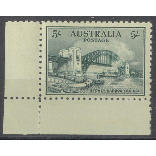 Australia 1932 Harbour Bridge 5/- Stamp Lower Left Margin SG142 MUH #AUBK