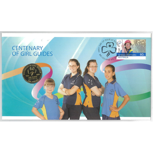 Australia 2010 Girl Guides 100 Years Stamps & $1 UNC Coin PNC