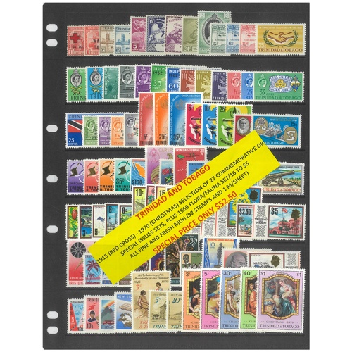 Trinidad & Tobago 1915-70 Selection of 27 Commemorative Sets 92 Stamps & 1 Mini Sheet MUH #430