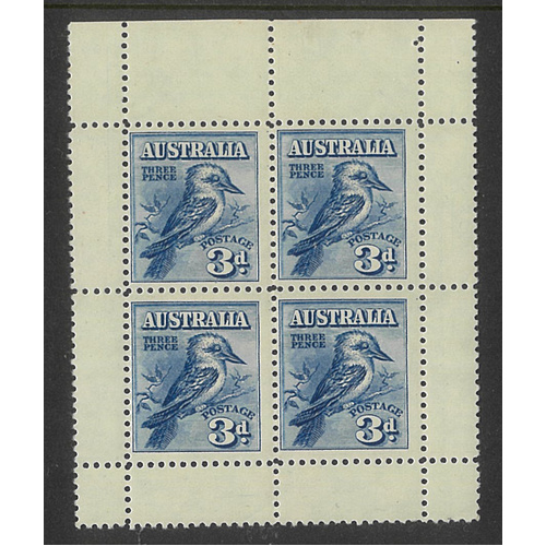 Australia 1925 Kookaburra 3d Blue Mini Sheet of 4 Stamps SG106a MUH (A) #AUBK