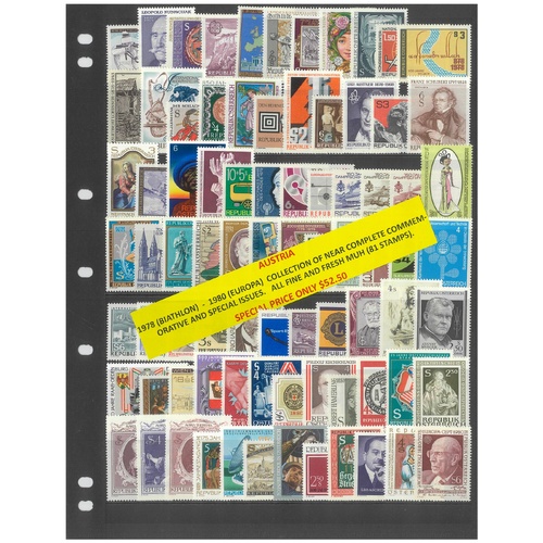 Austria 1978-80 Collection of Near Complete Commemorative Sets 81 Stamps MUH #275