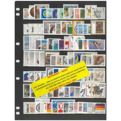 Germany West 1987-90 Near Complete Commemorative Sets 92 Stamps MUH #473