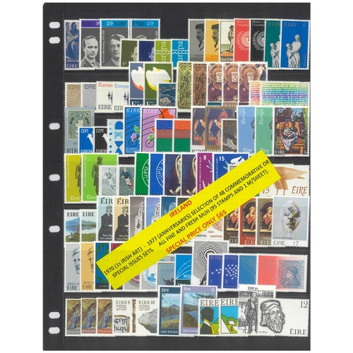 Ireland 1970-77 Selection of 48 Commemorative Sets 95 Stamps & 1 Mini Sheet MUH #287